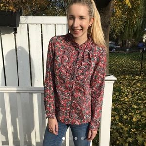 J crew cherry print button up